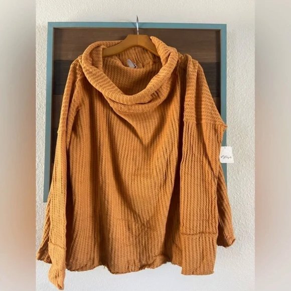 NWT Free People Juicy Long Sleeve Waffle Knit Top in Canyon Moon Color - Picture 2 of 5